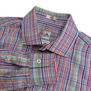 Peter Millar Multicolor Plaid Seaside‎ Finish Button Up Shirt Men's Large Casual